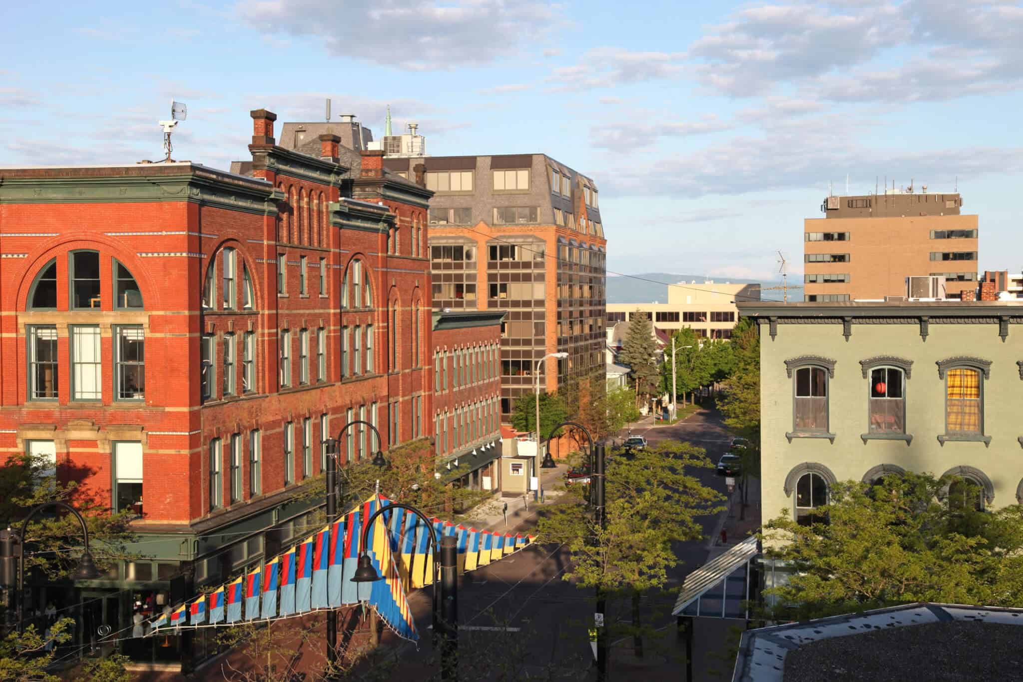 Historic downtown Burlington skyline.