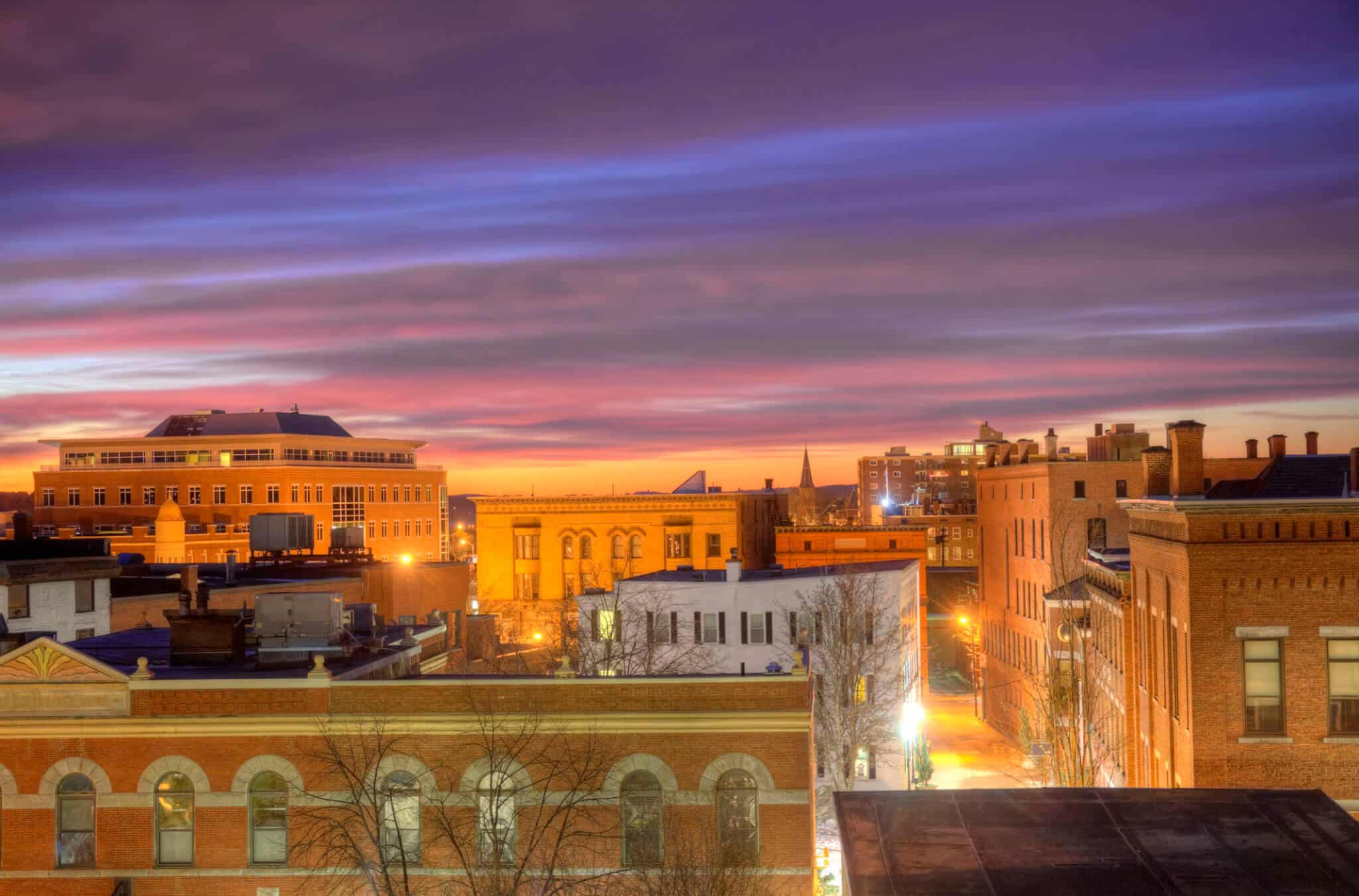 Downtown Concord New Hampshire skyline at night